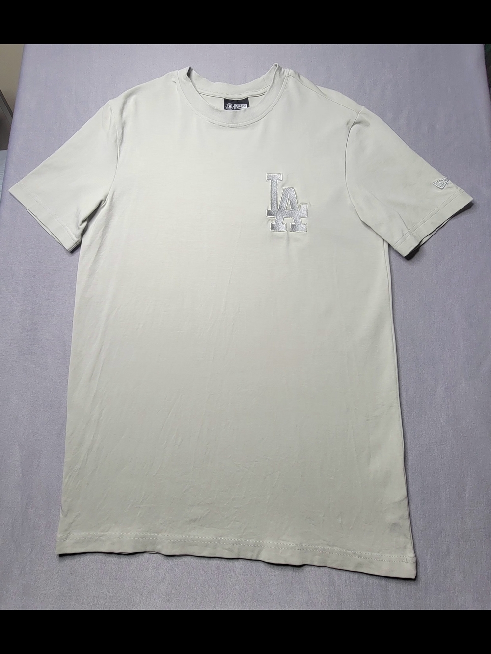 New Era Men's LA Embroidered Logo Tee in Light Gray Size M